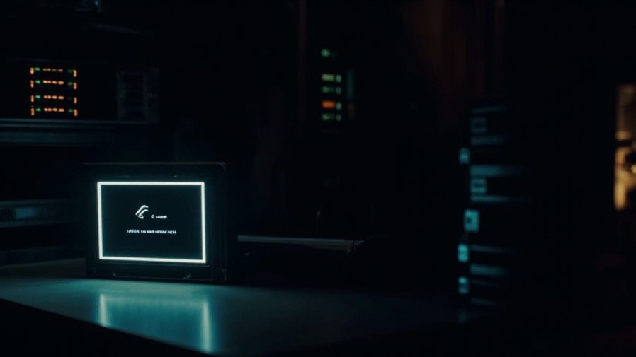 A console terminal beside a stack of bare hard drives