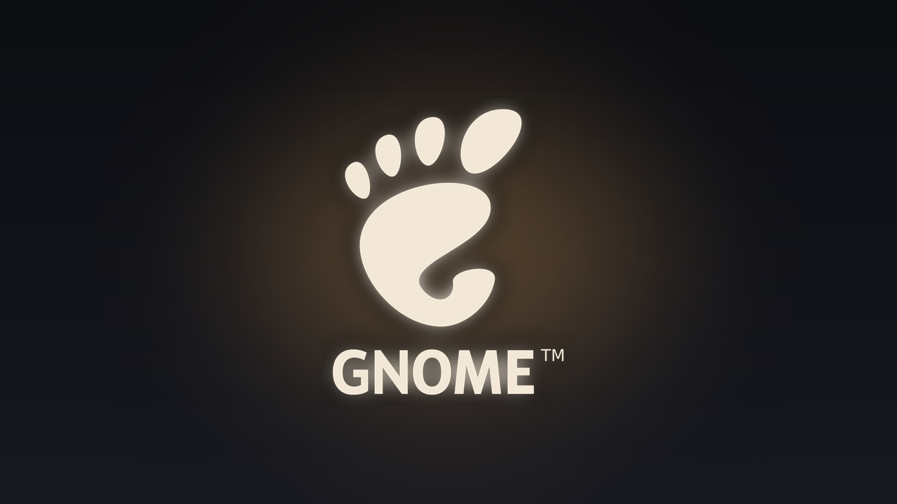 The GNOME logo, warm-lit on a dark background